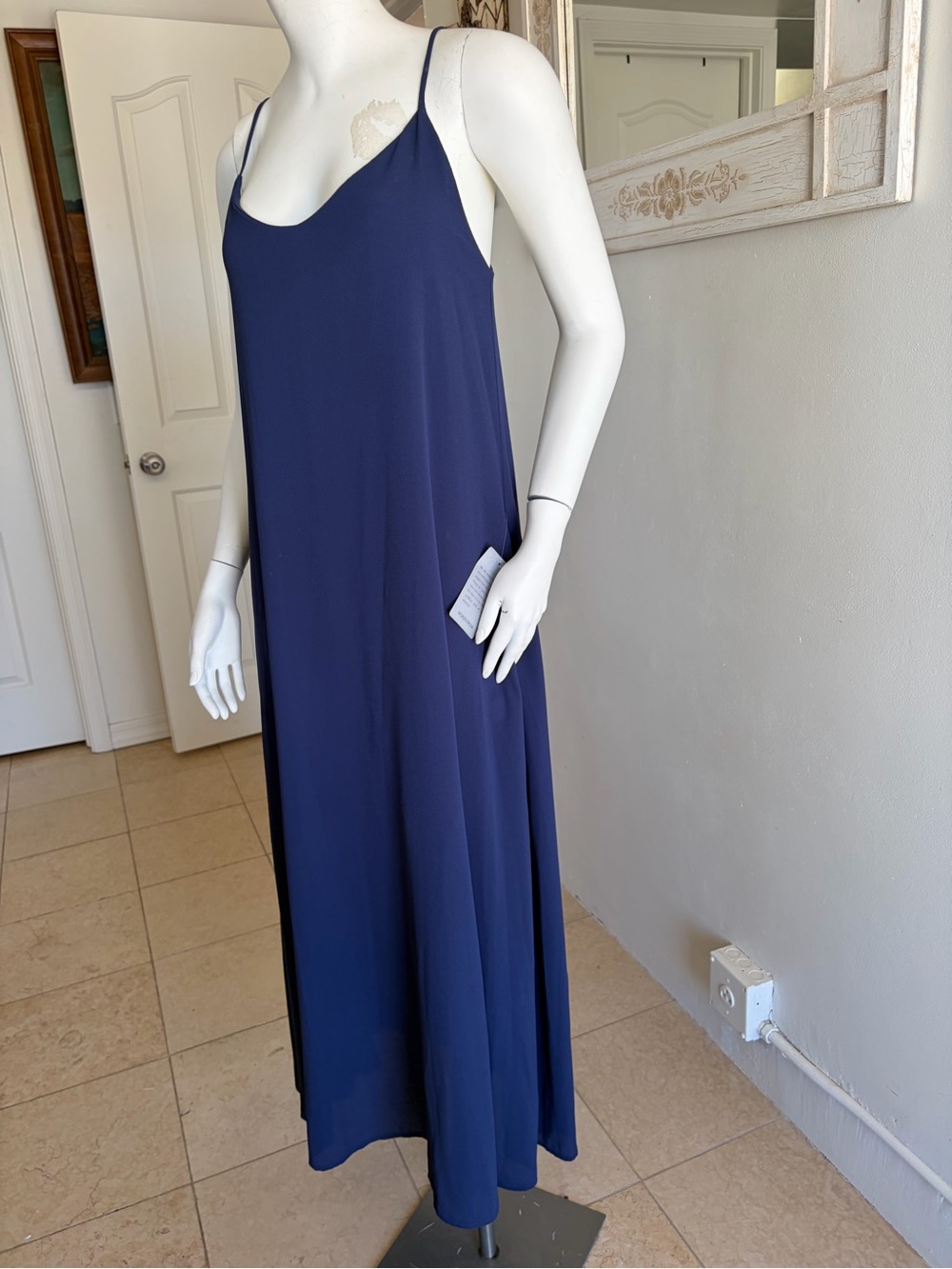 NWT Mary & Mabel Navy Blue Crepe Maxi Dress Size S